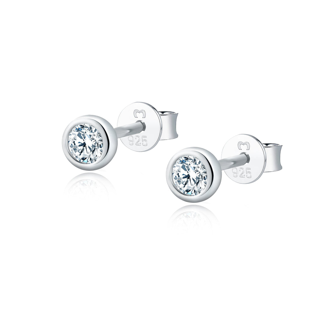 Silberne Ohrstecker mit Zirkonia, 925 Sterling Silber, eleganter Schmuck, Damen Accessoire.