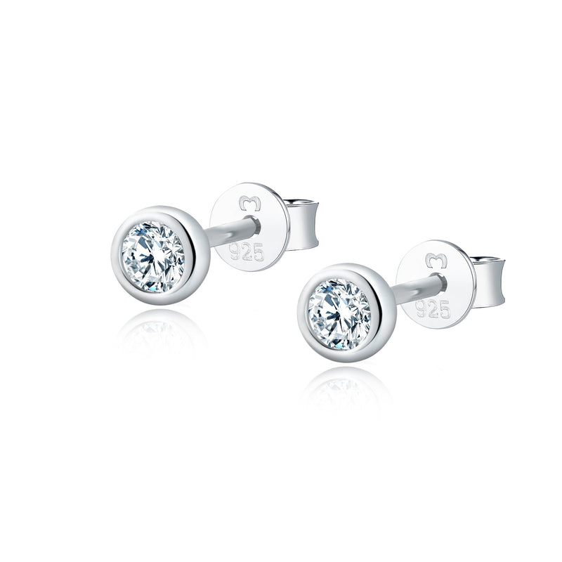 Silberne Ohrstecker mit Zirkonia, 925 Sterling Silber, eleganter Schmuck, Damen Accessoire.