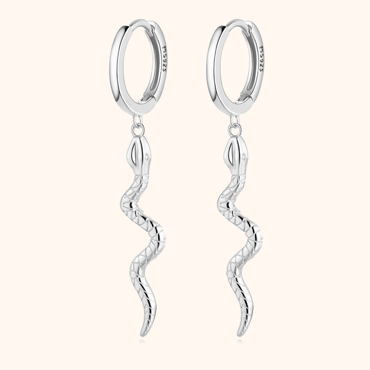 Silberne Schlangen-Ohrringe, 925 Sterling Silber, modisches Schmuckdesign, Damen-Accessoire.