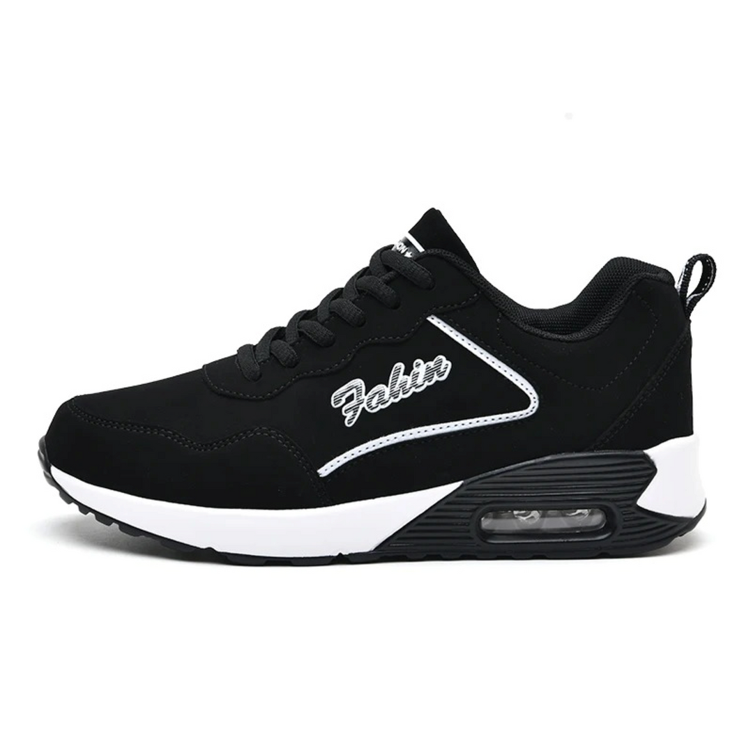 Schwarze Damen-Sneaker, leicht, wasserdicht, atmungsaktiv, sportlich.