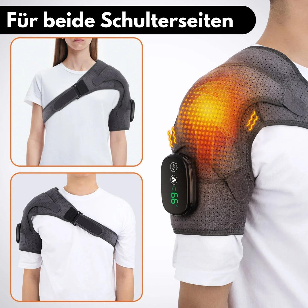Schulterbandage mit Heizfunktion, verstellbar, schwarz, für beide Seiten, Schmerzlinderung.