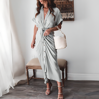 Maxikleid mit Rüschen und V-Ausschnitt Sommerstil Damenmode - Elina