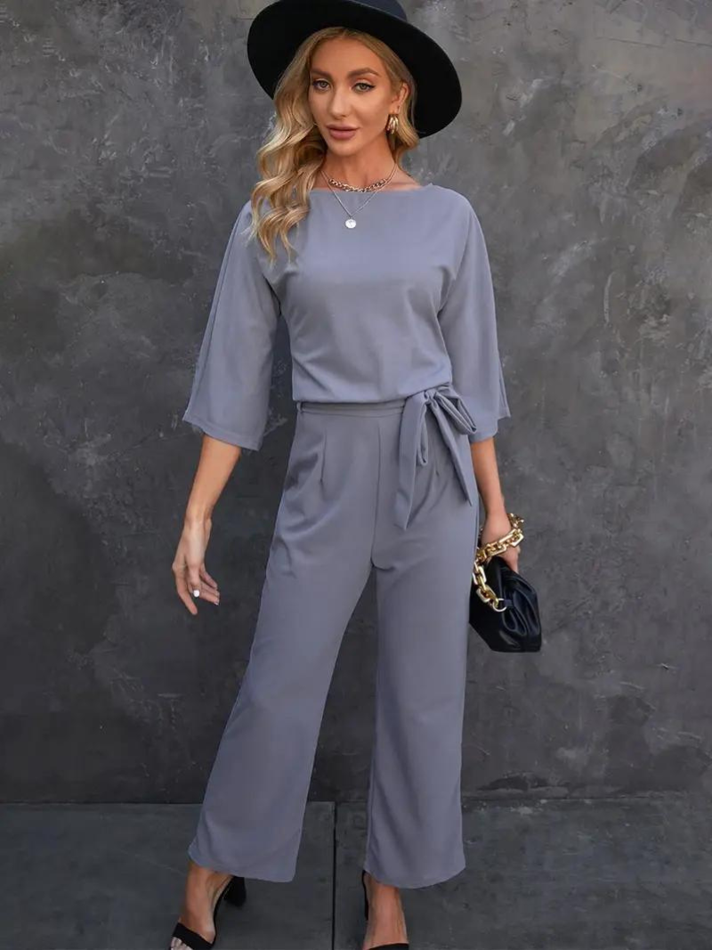 Damen-Jumpsuit mit Bindegürtel – Selina Herbstedition