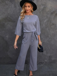 Damen-Jumpsuit mit Bindegürtel – Selina Herbstedition