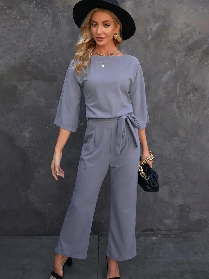 Damen-Jumpsuit mit Bindegürtel – Selina Herbstedition