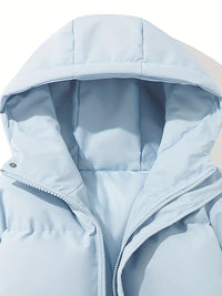 Blaue Kapuzenjacke, klassisches Design, warm, Wintermode, Damenbekleidung, Emerson.