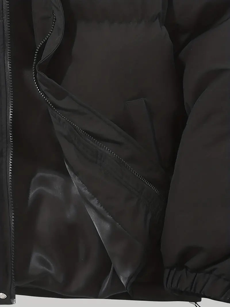 Schwarze Kapuzenjacke mit Reißverschluss, klassisches Design, warm, für Herren und Damen.