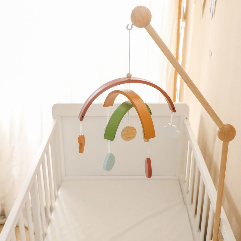 Sensorik-Holzmobile für Babys mit Formen und Farbimpulsen