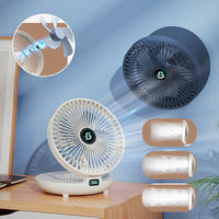 Weißer und blauer Tischventilator, USB-betrieben, leise, tragbar, für Büro und Zuhause.