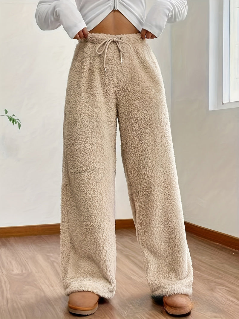 Weiche Teddy Sherpa Loungehose für Damen – Noémie Winterzauber Edition