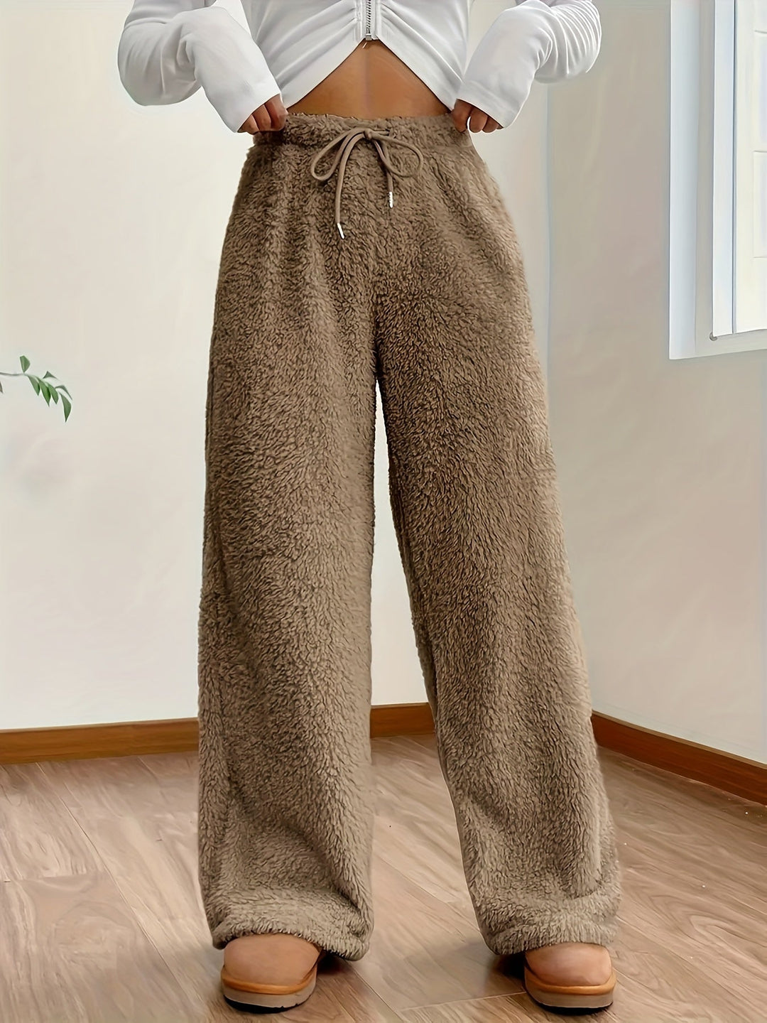 Weiche Teddy Sherpa Loungehose für Damen – Noémie Winterzauber Edition