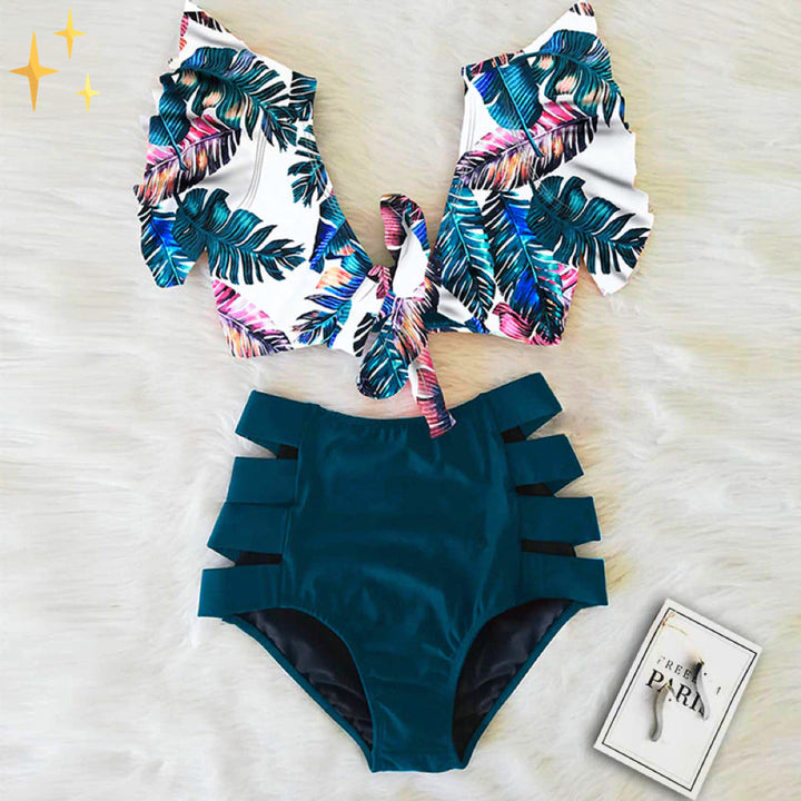 Bikini-Set mit Rüschentop und Hochbundhose – Zaya