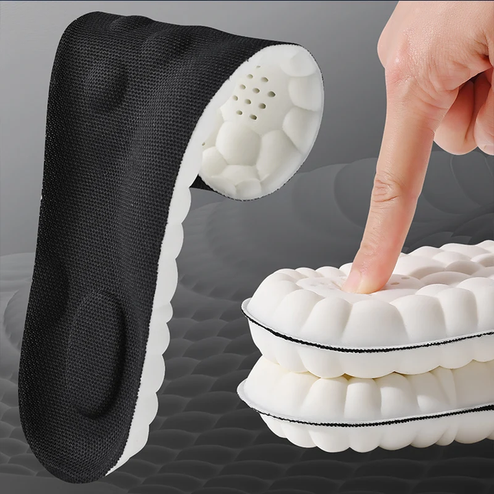 Schwarze orthopädische Einlegesohle, stoßdämpfend, atmungsaktiv, ergonomisch, für Komfort.