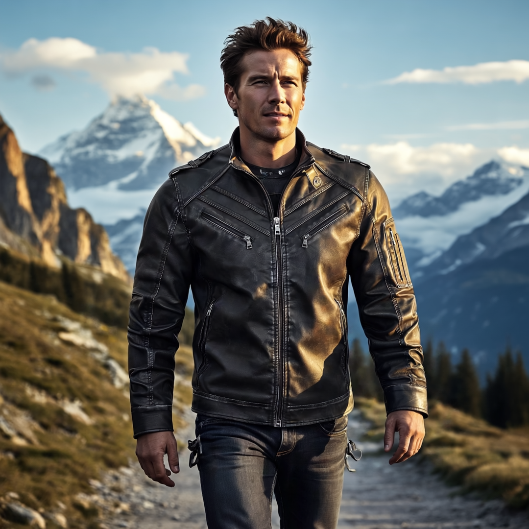 Herren-Lederjacke mit abnehmbarer Kapuze – Herbstedition Marcellus