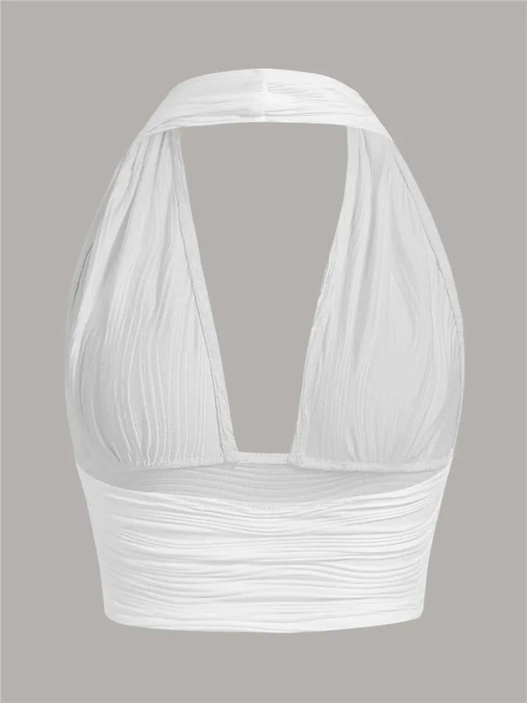 Tief ausgeschnittener Haltertop mit offenem Rücken – Liora