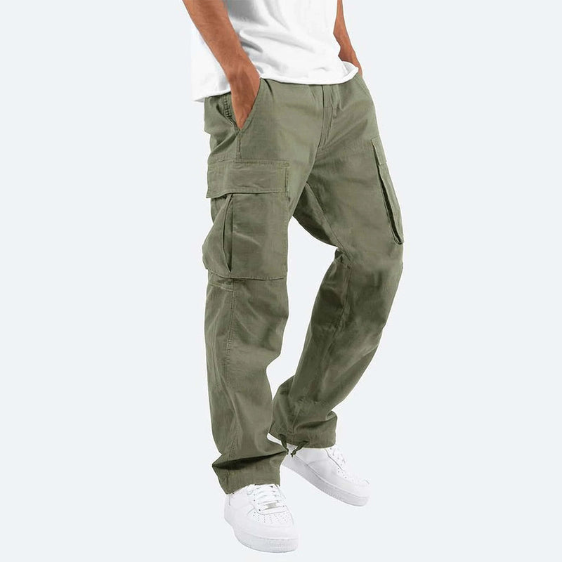 Grüne Cargo-Hose Herren, Baumwolle, lässig, Taschen, Streetwear, Mode, bequem