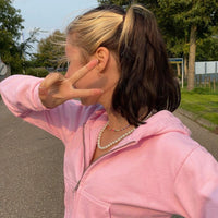 Herbstliche Trendige Figurbetonte Damen Cropped Zip-Up Hoodie mit Kapuze – Alina