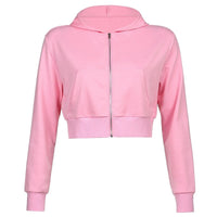 Herbstliche Trendige Figurbetonte Damen Cropped Zip-Up Hoodie mit Kapuze – Alina