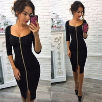 Herbstliches Bodycon-Kleid mit Reißverschluss – Clara