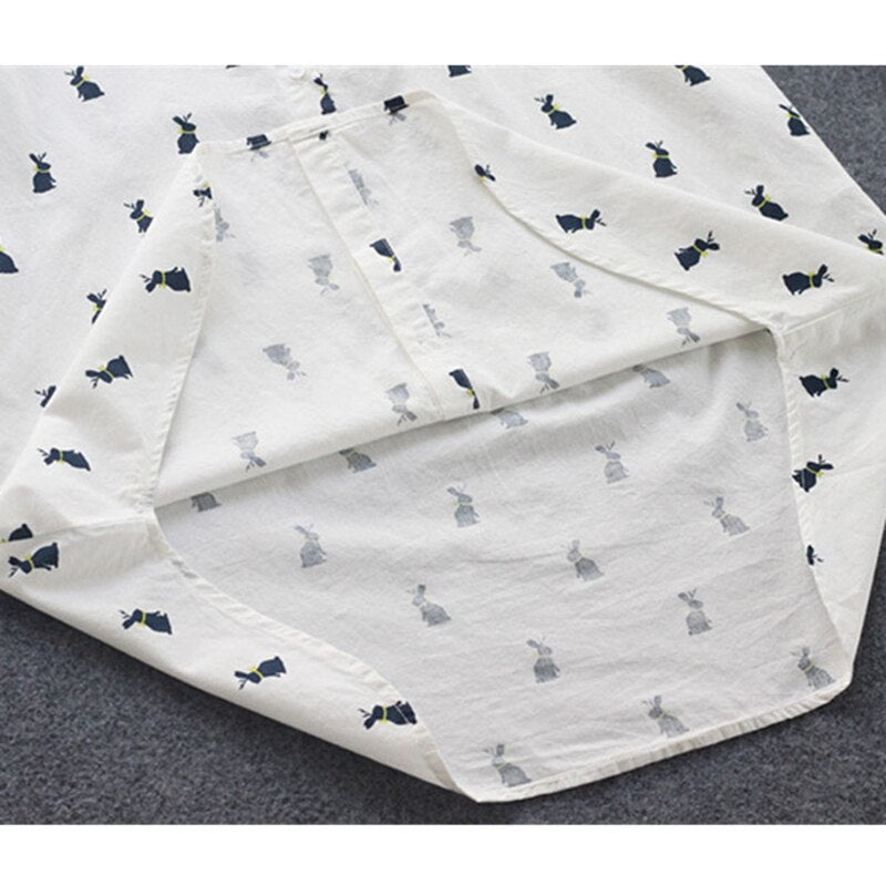 Herbstliches Shirtkleid mit Hasenprint und Reverskragen – Elina