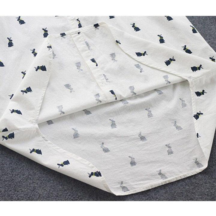 Herbstliches Shirtkleid mit Hasenprint und Reverskragen – Elina