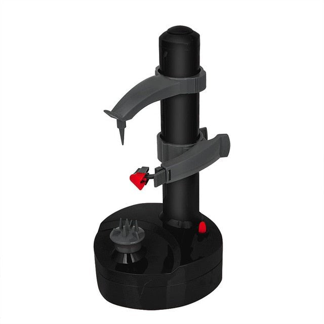 Schwarzer Kunststoff-Flaschenhalter mit grauen Halterungen und rotem Detail, modern und funktional.