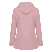 Rosa Damen-Hoodie, langärmelig, Kapuze, Freizeitmode, weiches Material, Rückansicht.