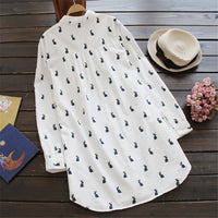 Herbstliches Shirtkleid mit Hasenprint und Reverskragen – Elina