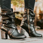 Leren Damen Stiefeletten mit Orthopädischem Absatz – Chiara