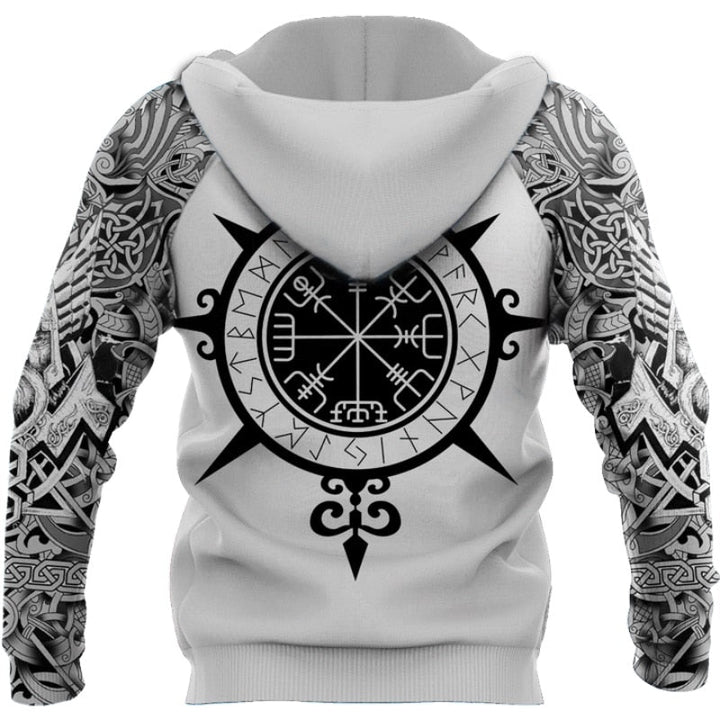 Herbstlicher Viking-Hoodie mit Runen- und Krieger-Motiven – Eirik