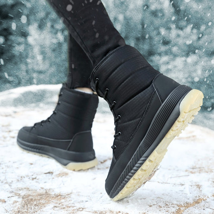 Schwarze Winterstiefel für Herren, wasserdicht, rutschfeste Sohle, Schnee, Outdoor.