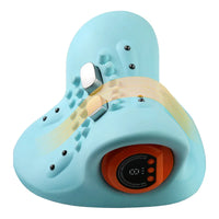 Elektrisches Nackenmassagegerät, blau, mit Wärmefunktion und digitalem Display.