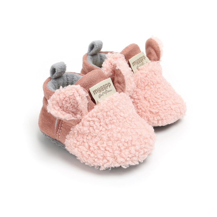 Weiche rutschfeste Lauflernschuhe für Babys mit Lamm-Motiv – Winterzauber Schrittchenwarm