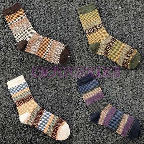 4er-Set Vintage-Herbstsocken – Nordlicht