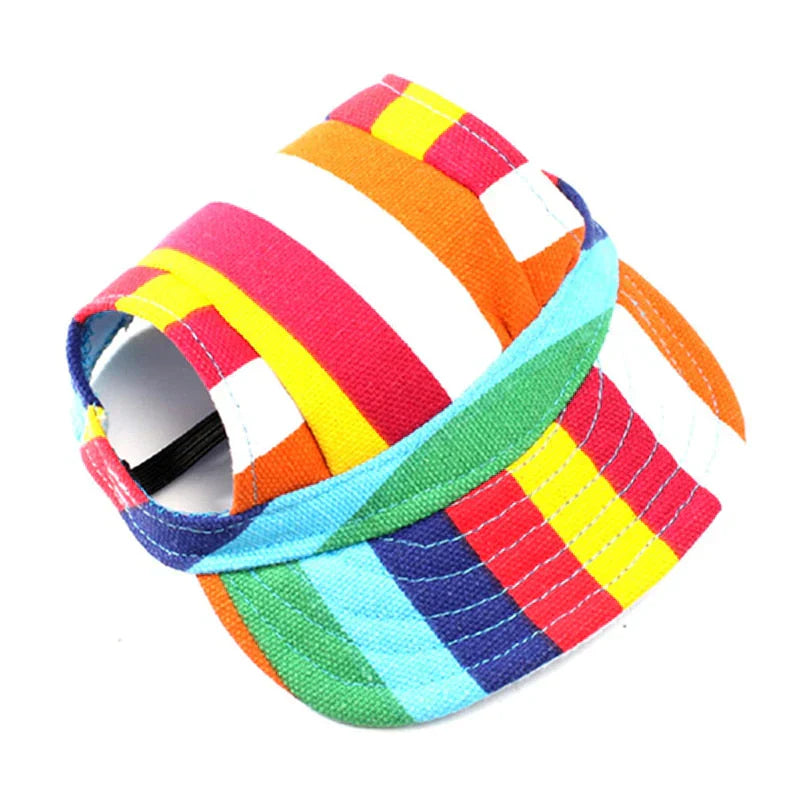 Bunte gestreifte Hundemütze, verstellbar, aus Baumwolle, modisches Haustierzubehör.