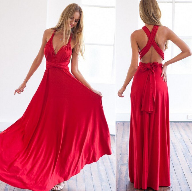 Rotes Maxikleid Damen, ärmellos, Rückenfrei, elegantes Abendkleid, Sommermode.