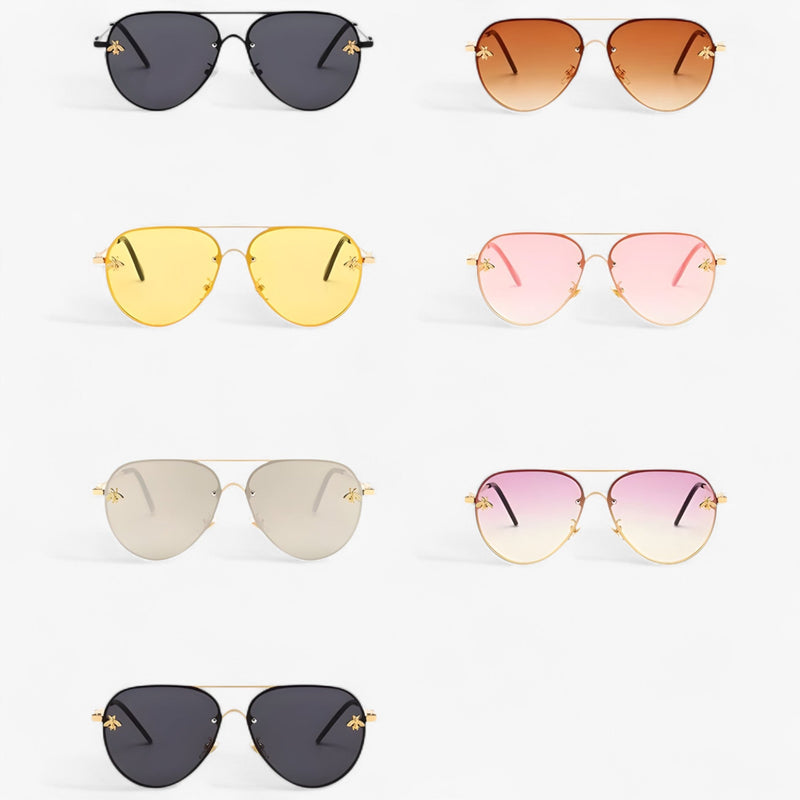 Vintage Piloten-Sonnenbrille mit Bienen-Detail – Halcyon