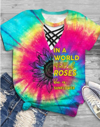 Trendiges Damen T-Shirt mit Cut-Out-Design und Tie-Dye Muster – Norina