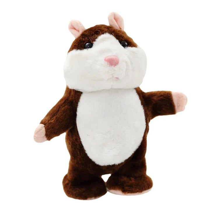 Brauner Plüsch-Hamster, stehende Position, weiches Spielzeug, Kinder, Geschenkidee.
