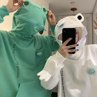 Unisex-Kapuzenpullover mit Frosch-Design – Herbstlicher Froggy-Zauber