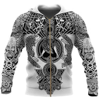 Herbstlicher Viking-Hoodie mit Runen- und Krieger-Motiven – Eirik