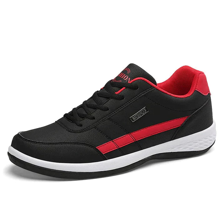 Schwarzer und roter Sportschuh für Herren, atmungsaktiv, rutschfest, ideal für Laufen und Fitness.