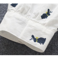 Herbstliches Shirtkleid mit Hasenprint und Reverskragen – Elina