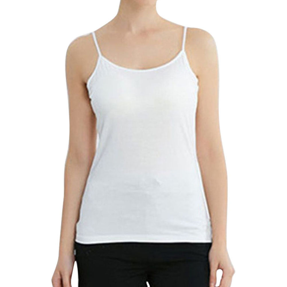 Damen-Top, weiß, Spaghettiträger, ärmellos, Baumwolle, Freizeitmode, Sommerbekleidung.