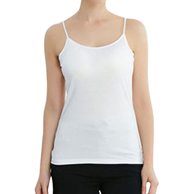 Damen-Top, weiß, Spaghettiträger, ärmellos, Baumwolle, Freizeitmode, Sommerbekleidung.
