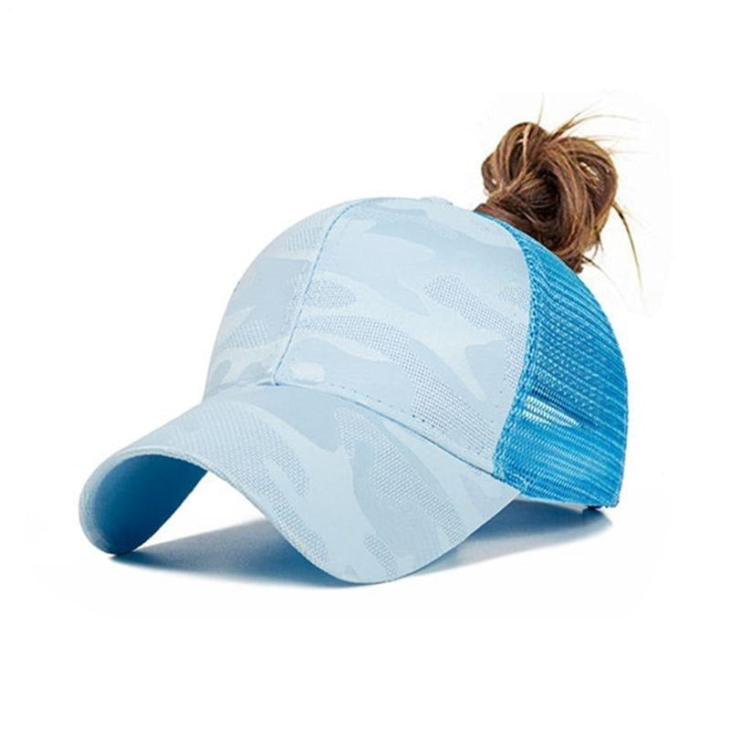 Trendige Damen Baseballcap mit Zopfloch & Klettverschluss – Leona