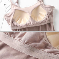 Beiger nahtloser BH mit gepolsterten Körbchen, Damenunterwäsche, bequem, atmungsaktiv.