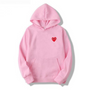 Damen Kapuzenpullover rosa mit rotem Herz-Emblem, Baumwolle, modisch, bequem.