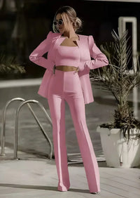 Herbstliches 3-teiliges Set mit Blazer, Top und Rock – Jamalia