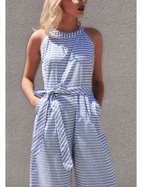 Gestreifter Damen Jumpsuit mit Wickelausschnitt – Vivienne